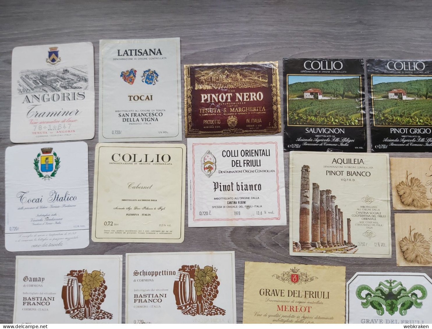 LOTTO ETICHETTE VINI ITALIANI DEL FRIULI TALIAN VINE LABELS - Lots & Sammlungen