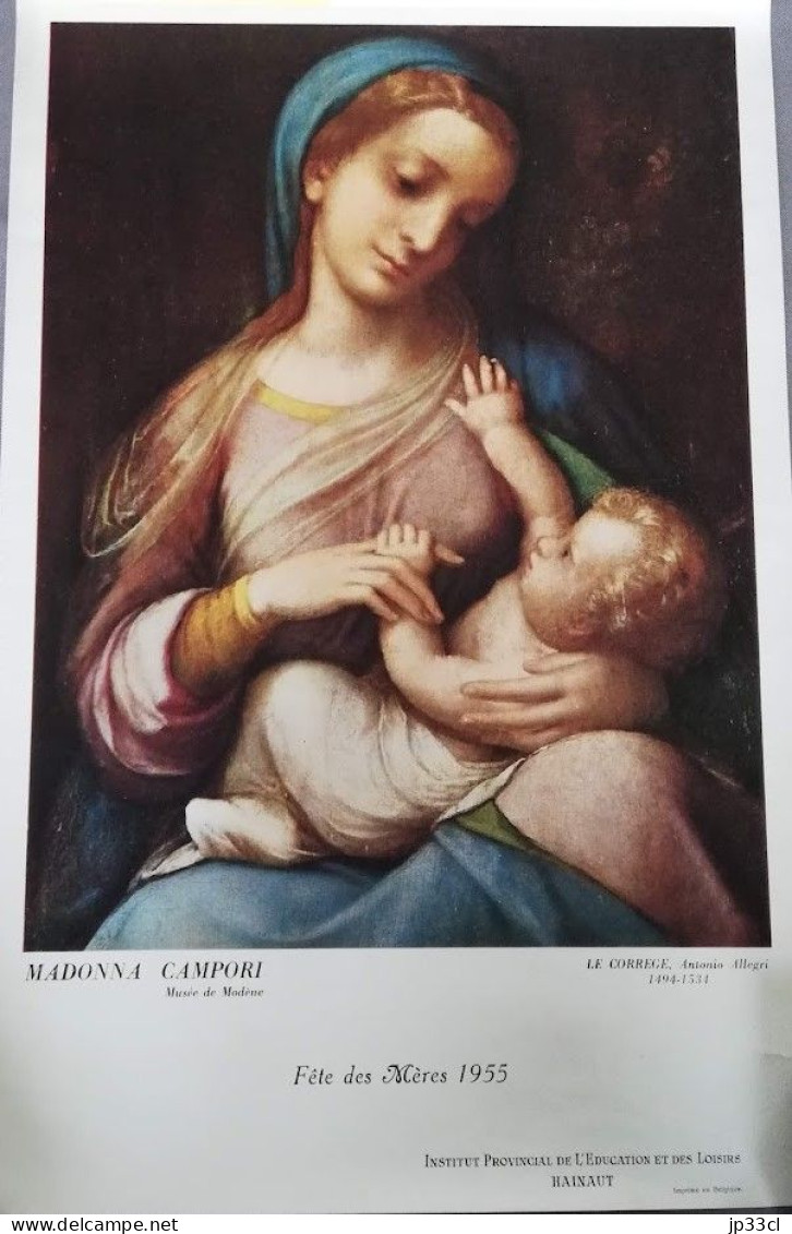 Affiche Fête Des Mères 1955 : Madona Campori Par Le Corrège - Plakate
