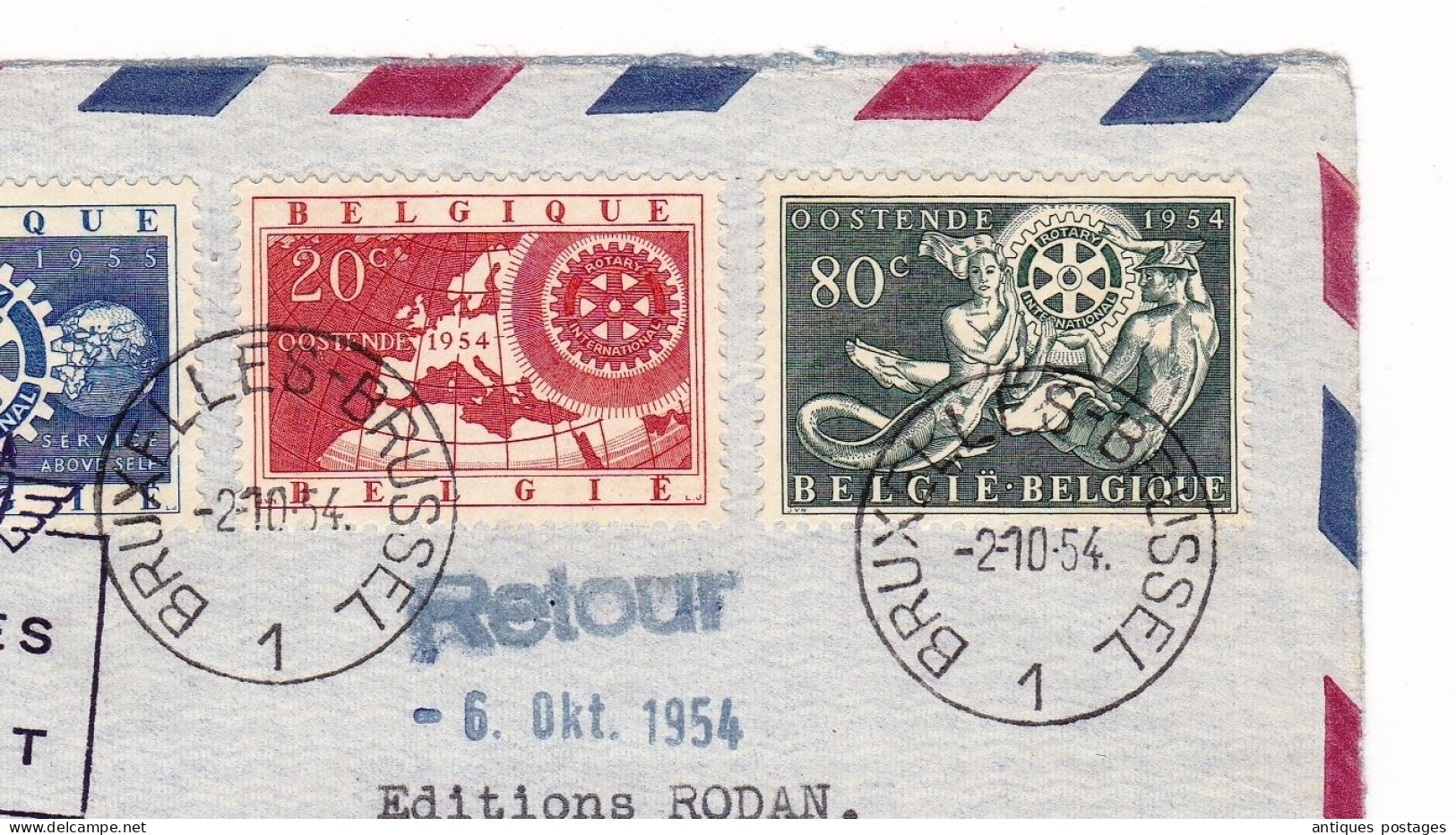 1ere Liaison Postale Bruxelles Stuttgart Flughafen 2 Octobre 1954 Par Avion Belgique Deutschland Aviation Avion Retour - Covers & Documents