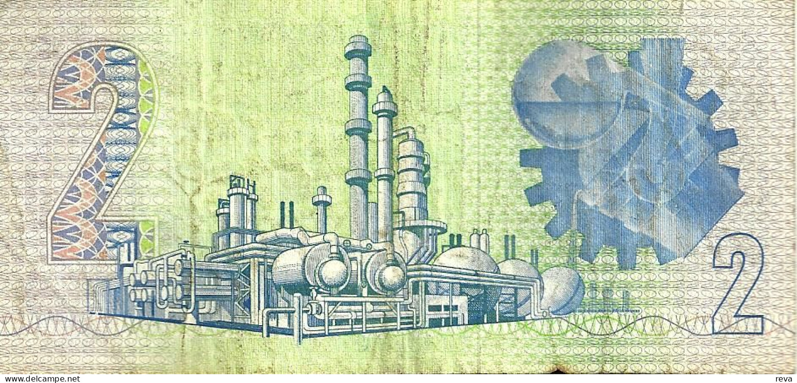 REPUBLIC OF SOUTH AFRICA 2 RAND BLUE MAN FRONT OIL REFINERY BACK ND(1983-90) SIGN.6 VF+ P118d READ DESCRIPTION !!! - Zuid-Afrika