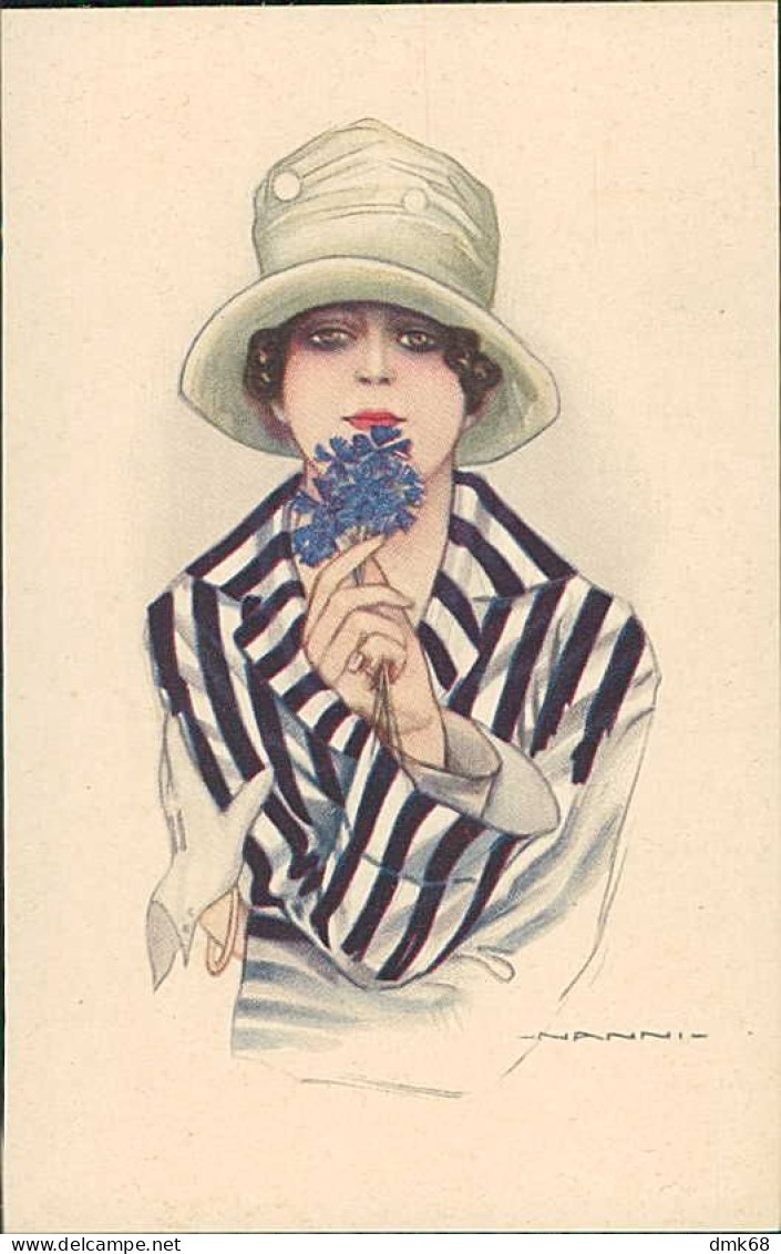 NANNI SIGNED 1910s POSTCARDS ( 6 ) WOMAN & HAT & FLOWERS / TENNIS - SERIES 309 (4952) - Nanni