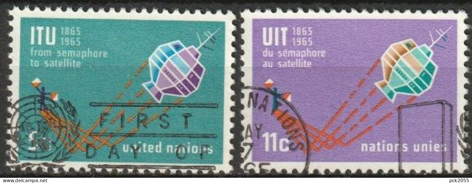 UNO New York 1965 Mi-Nr.152 - 153 O Gestempelt 100 Jahre Fernmeldeunion ITU ( 4607) Günstiger Versand - Used Stamps