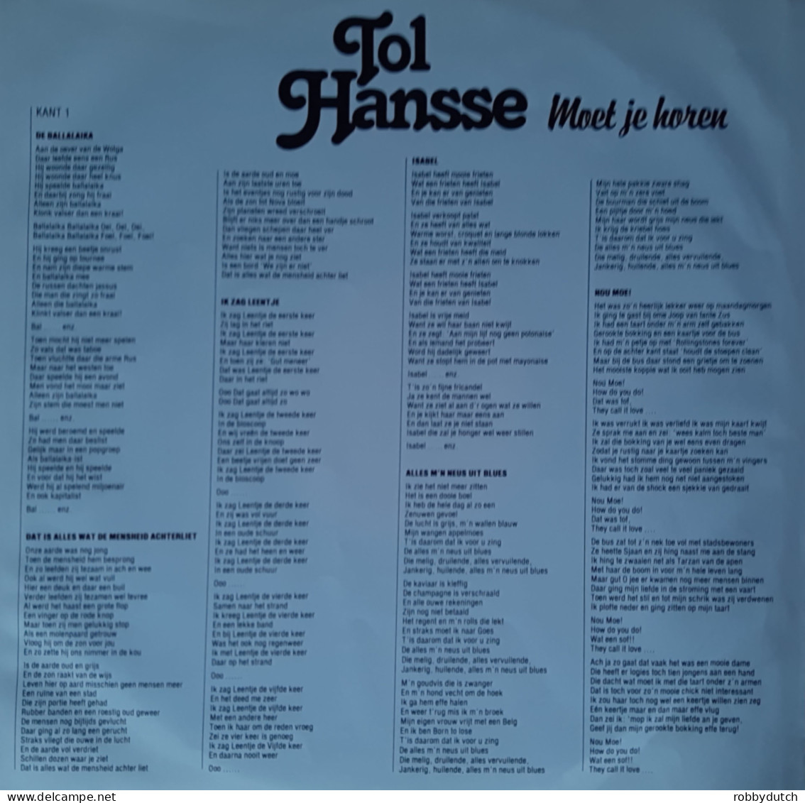 * LP *  TOL HANSS$E - MOET JE HOREN (Holland 1980 EX) - Humour, Cabaret