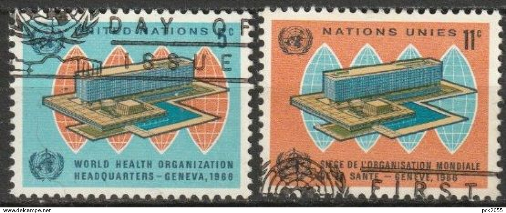 UNO New York 1966 Mi-Nr.166 - 167 O Gestempelt Einweihung Des Amtssitzes Der WHO ( 4623) Günstiger Versand 1,00€ - 1,20€ - Usados