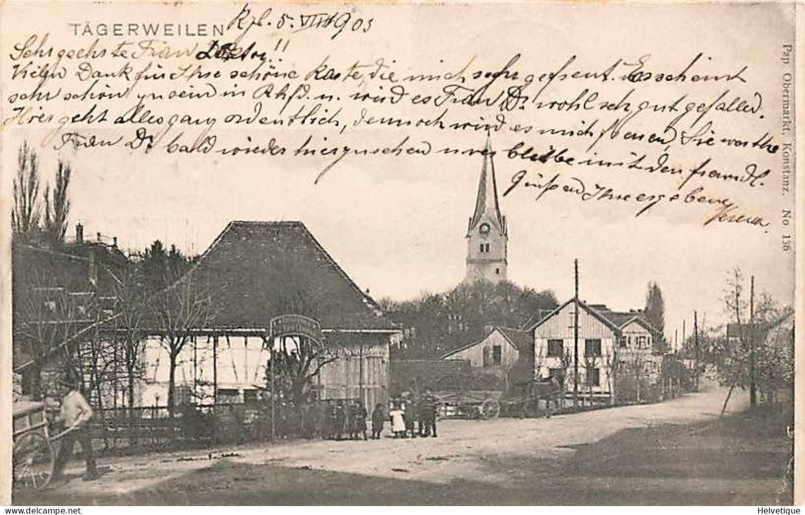 Tägerwilen 1903 Animée Gespannfahren Mit Pferd Tegerweilen Distrikt Kreuzlingen - Kreuzlingen
