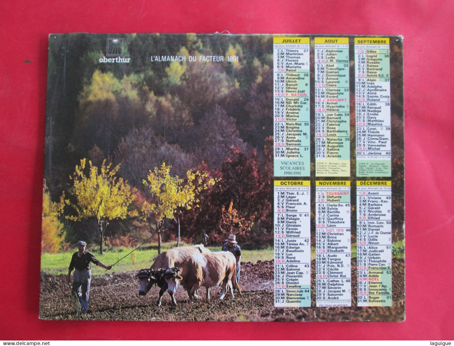 LOT DE 17 CALENDRIERS ALMANACHS de 1982 à 2018 LAVIGNE OBERTHUR OLLER MOISSON, FENAISON, LABOUR, VENDANGE