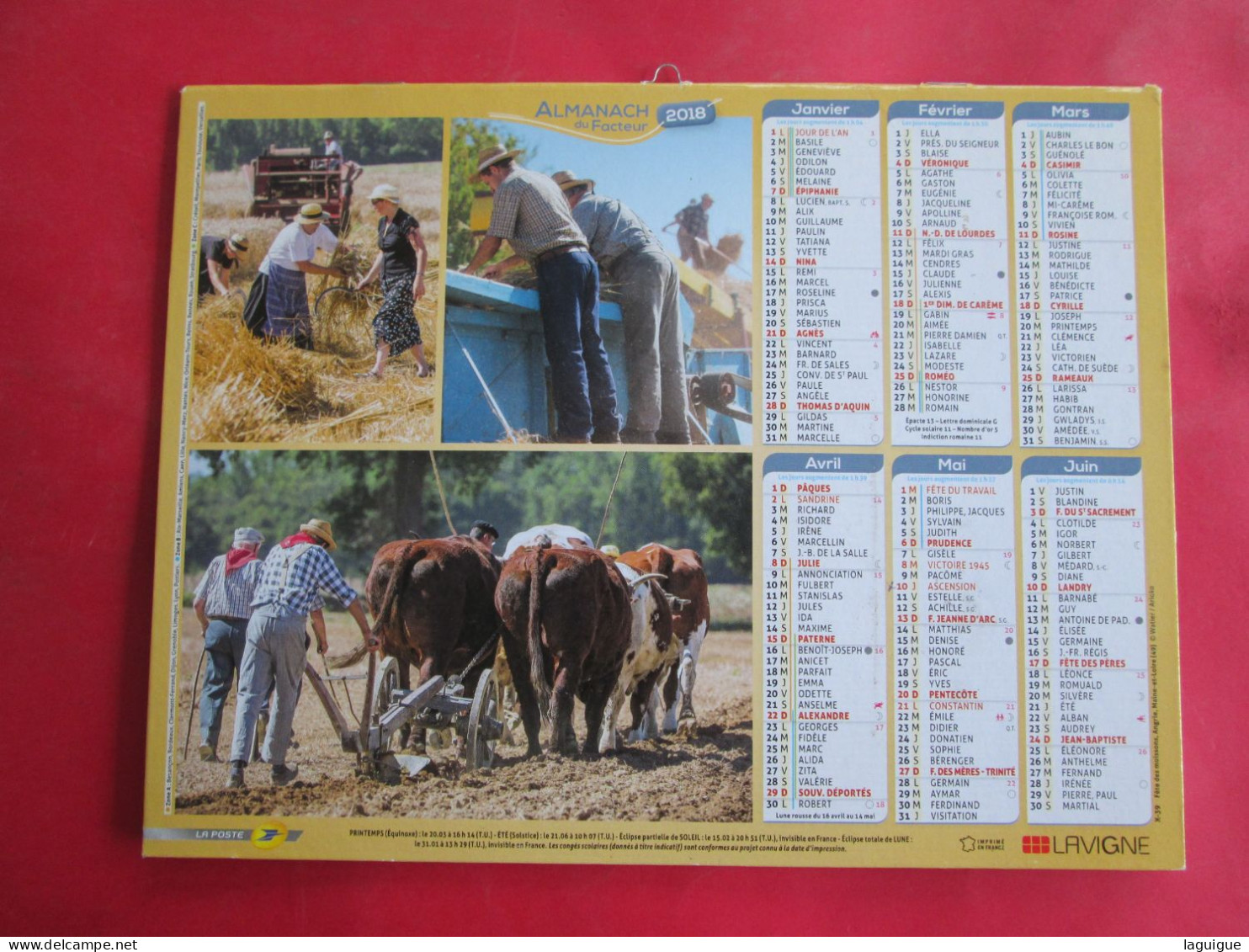 LOT DE 17 CALENDRIERS ALMANACHS de 1982 à 2018 LAVIGNE OBERTHUR OLLER MOISSON, FENAISON, LABOUR, VENDANGE