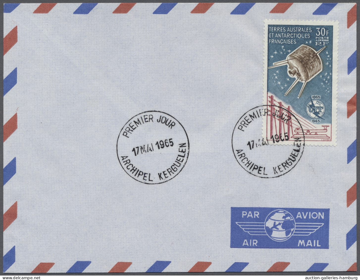 FDC French Antarctic: 1965, Internationale Fernmeldeunion 100 Jahre, 30 Fr. Mehrfarb - Lettres & Documents