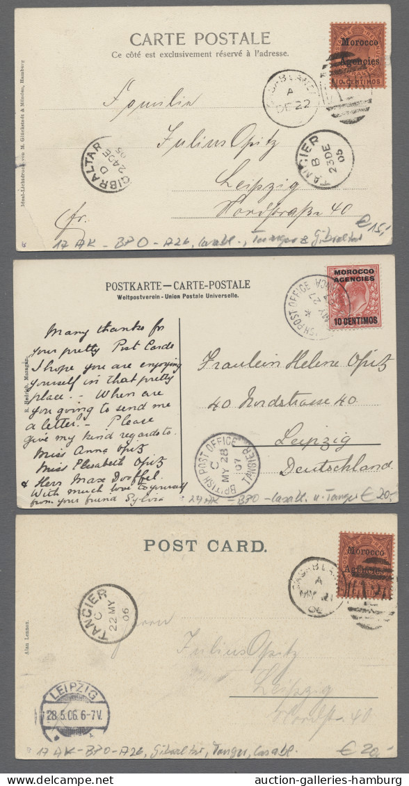 PPC British Post In Morocco: 1905-1908, Acht Verschiedene Ansichtskarten Aus Einer K - Autres