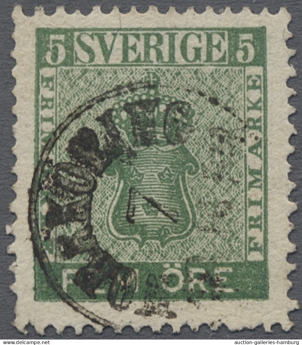 O Sweden: 1858, 5 Oere, 10 Choice Copies Showing Many Different Colour Shades Incl - Usados