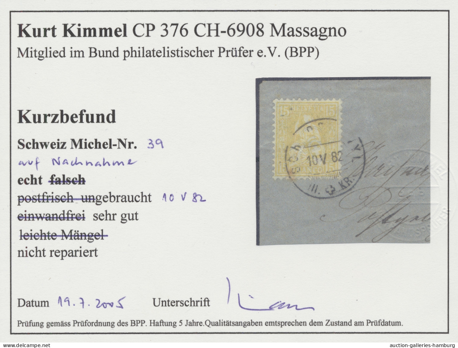 Brf. Schweiz: 1882, Sitzende Helvetia Auf Faserpapier, 15 C. Dunkelgelb Als Portogere - Lettres & Documents