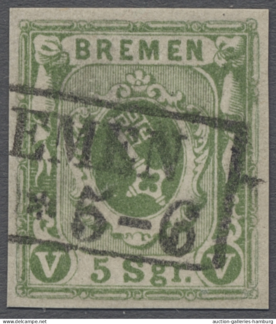 O Bremen - Marken Und Briefe: 1859, Freimarke 5 Sgr. Schwarzgelbgrün Geschnitten, - Brême