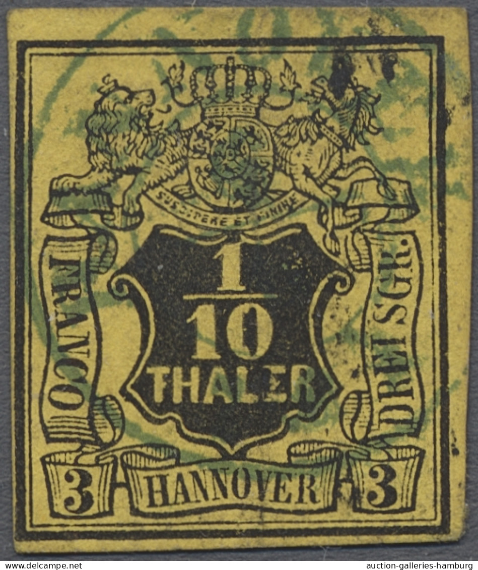 O/Brf. Hannover - Marken Und Briefe: 1/10 Thaler Schwarz/gelb Mit Plattenfehler "F" Sta - Hanovre