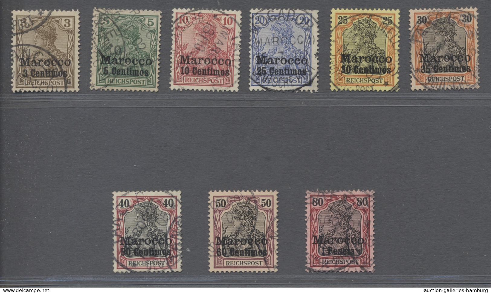 o Deutsche Post in Marokko: 1900, REICHSPOST, der komplette Satz mit neuem Wertauf