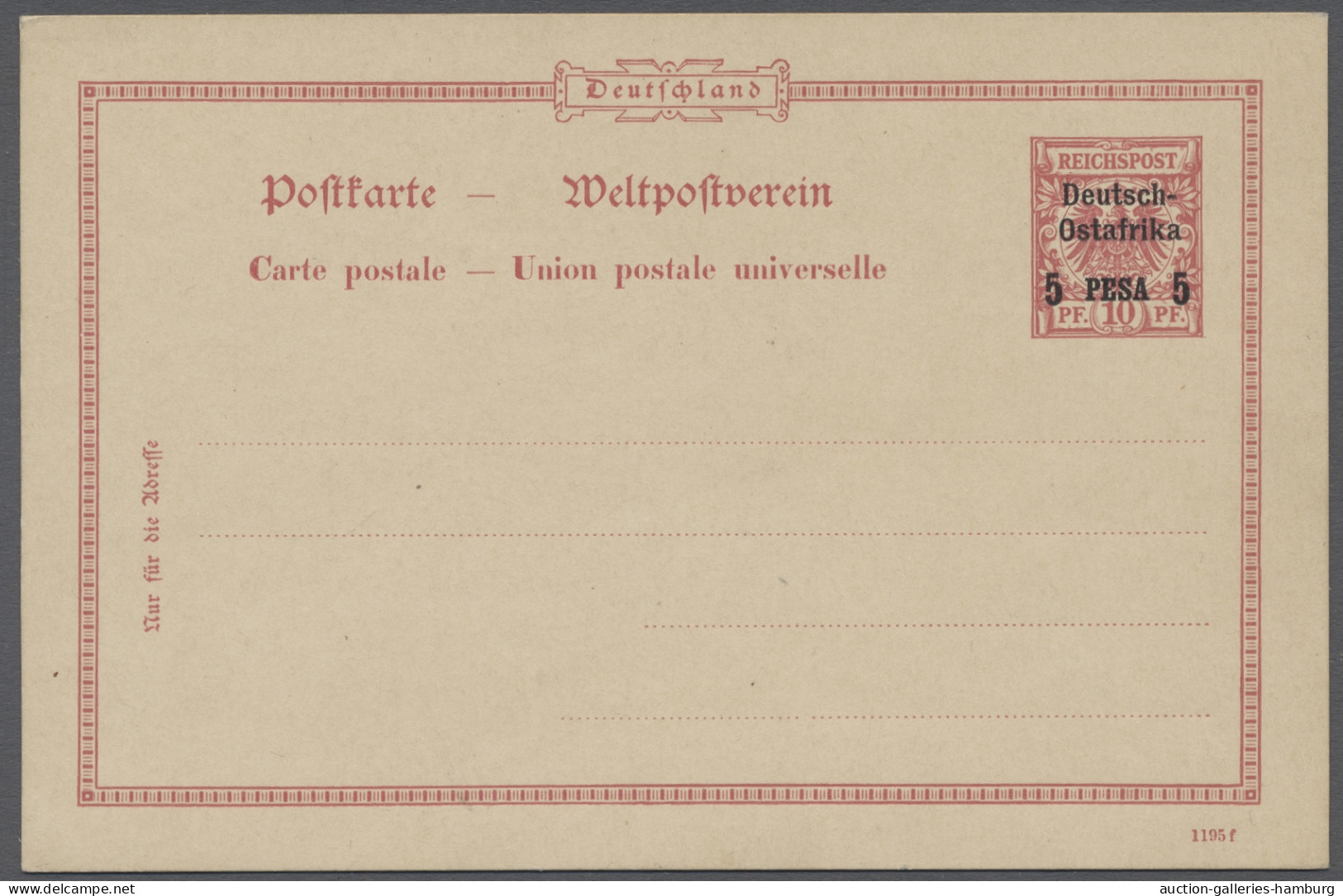 GA Deutsch-Ostafrika - Ganzsachen: 1896, Die Ungebrauchten Ganzsachenkarten 3 Pesa - Afrique Orientale