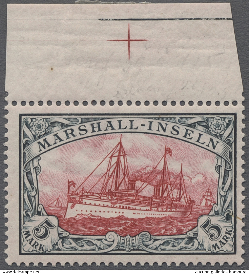 ** Deutsche Kolonien - Marshall-Inseln: 1901, Kaiseryacht Ohne Wz., 5 Mark Grünschw - Islas Marshall