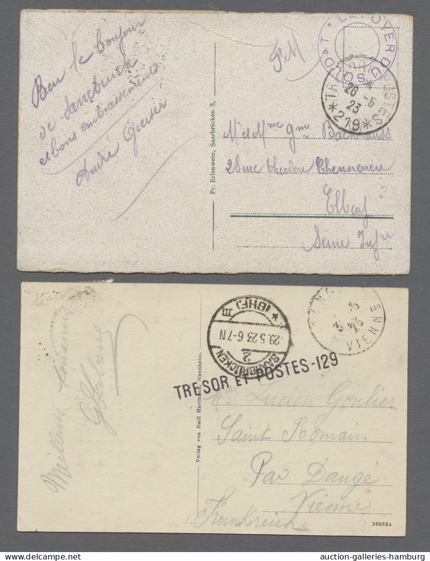 Brf. Deutsche Abstimmungsgebiete: Saargebiet - Feldpost: 1919-1923, FRANZÖSISCHE FELD - Covers & Documents