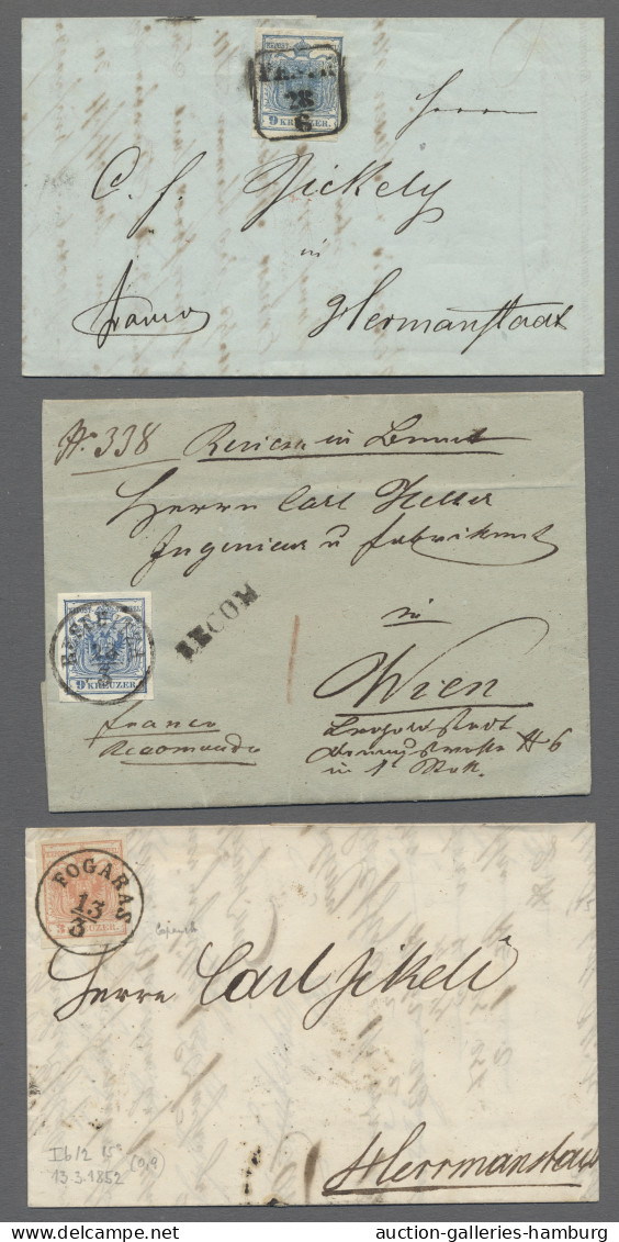 Brf. Nachlässe: ÖSTERREICH, 1854-1863 Ca., Lot Von 60 Frankierten Briefen Und 4 Gebra - Mezclas (min 1000 Sellos)