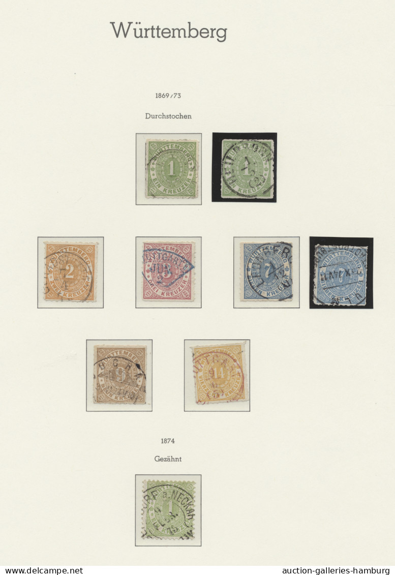 O Württemberg - Marken Und Briefe: 1851-1875, Gestempelte Sammlung In Einem Vordru - Autres & Non Classés