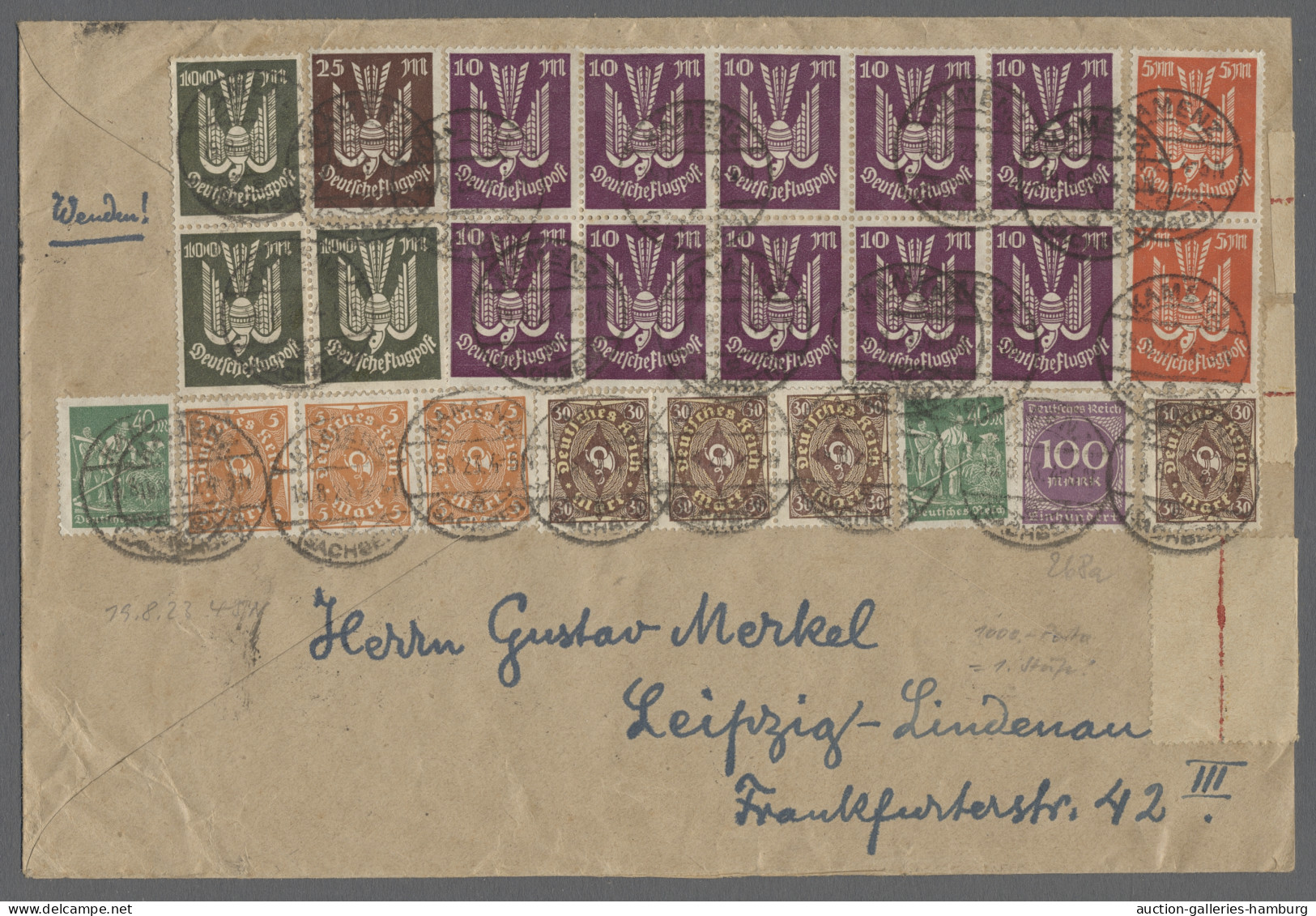 Brf./Flugpost Deutsches Reich: 1923-1939, Interessante Kleine Partie Von 8 Belegen, Darunter S - Colecciones