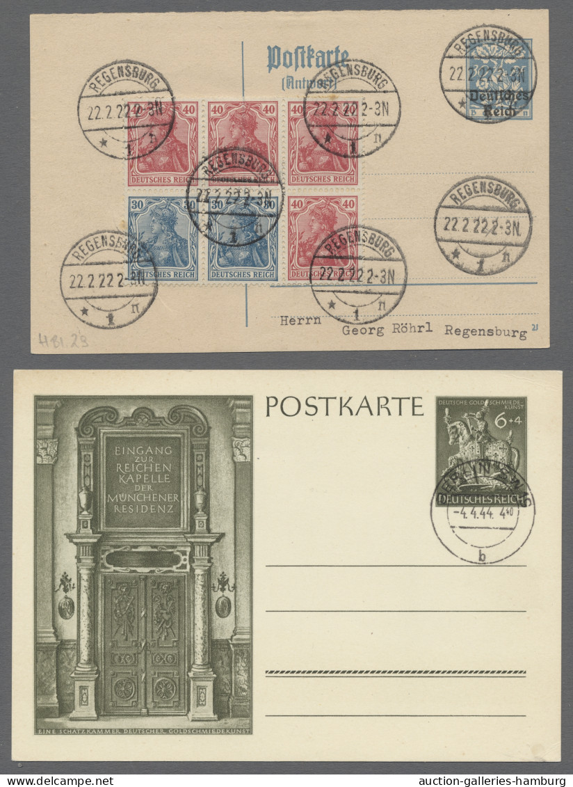 Brf./Briefstück/o Deutsches Reich: 1922/1944, BELEGE MIT "SCHNAPSZAHLEN", 17 Belege Und Briefvorde - Colecciones