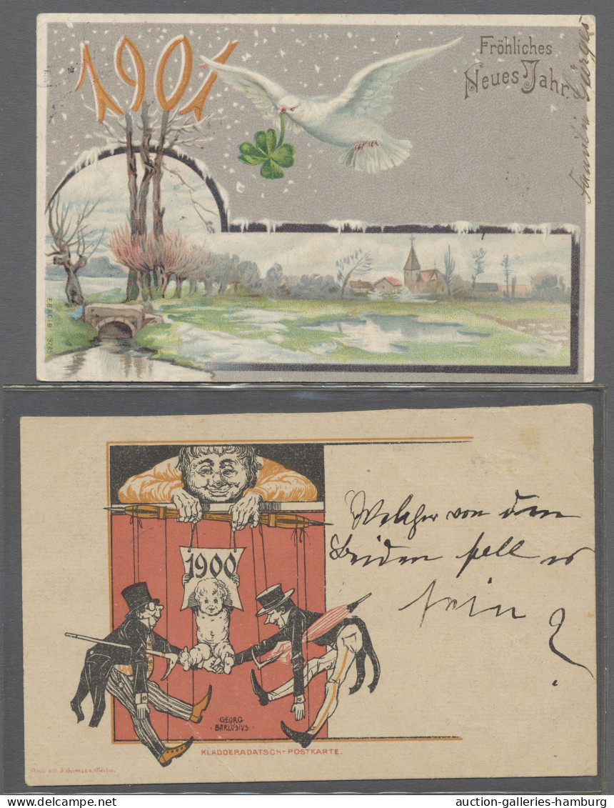Brf./GA Ansichtskarten: Motive: NEUJAHR, 1895-1942, rund 160 verschiedene Motivkarten, d