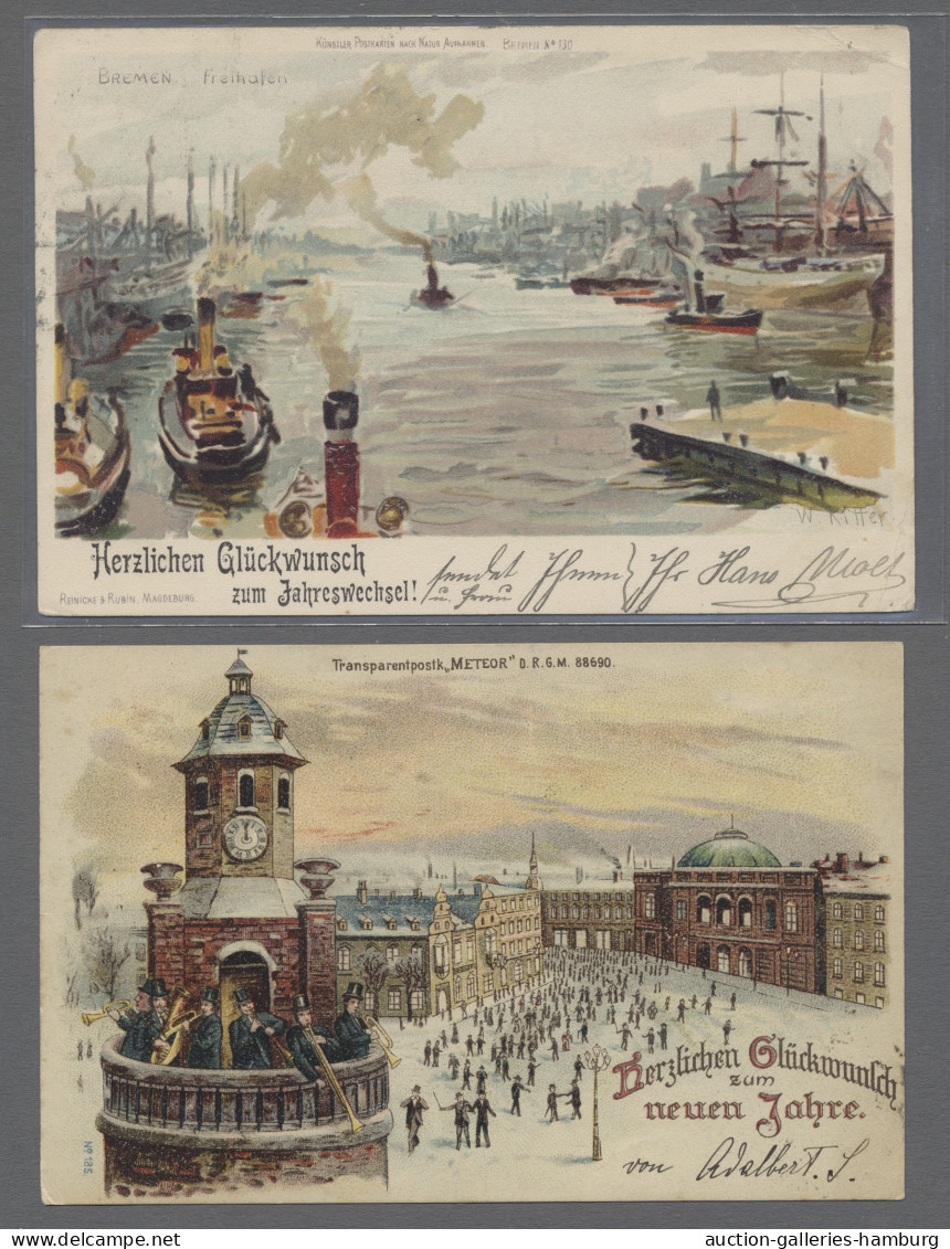 Brf./GA Ansichtskarten: Motive: NEUJAHR, 1895-1942, rund 160 verschiedene Motivkarten, d