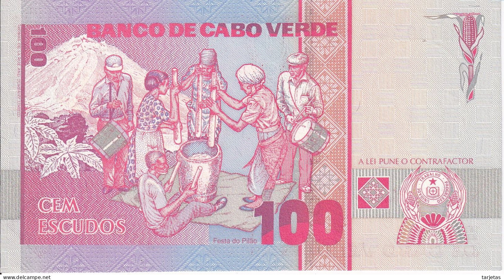 BILLETE DE CABO VERDE DE 100 ESCUDOS DEL AÑO 1989 SIN CIRCULAR (UNC) (BANKNOTE) - Kaapverdische Eilanden