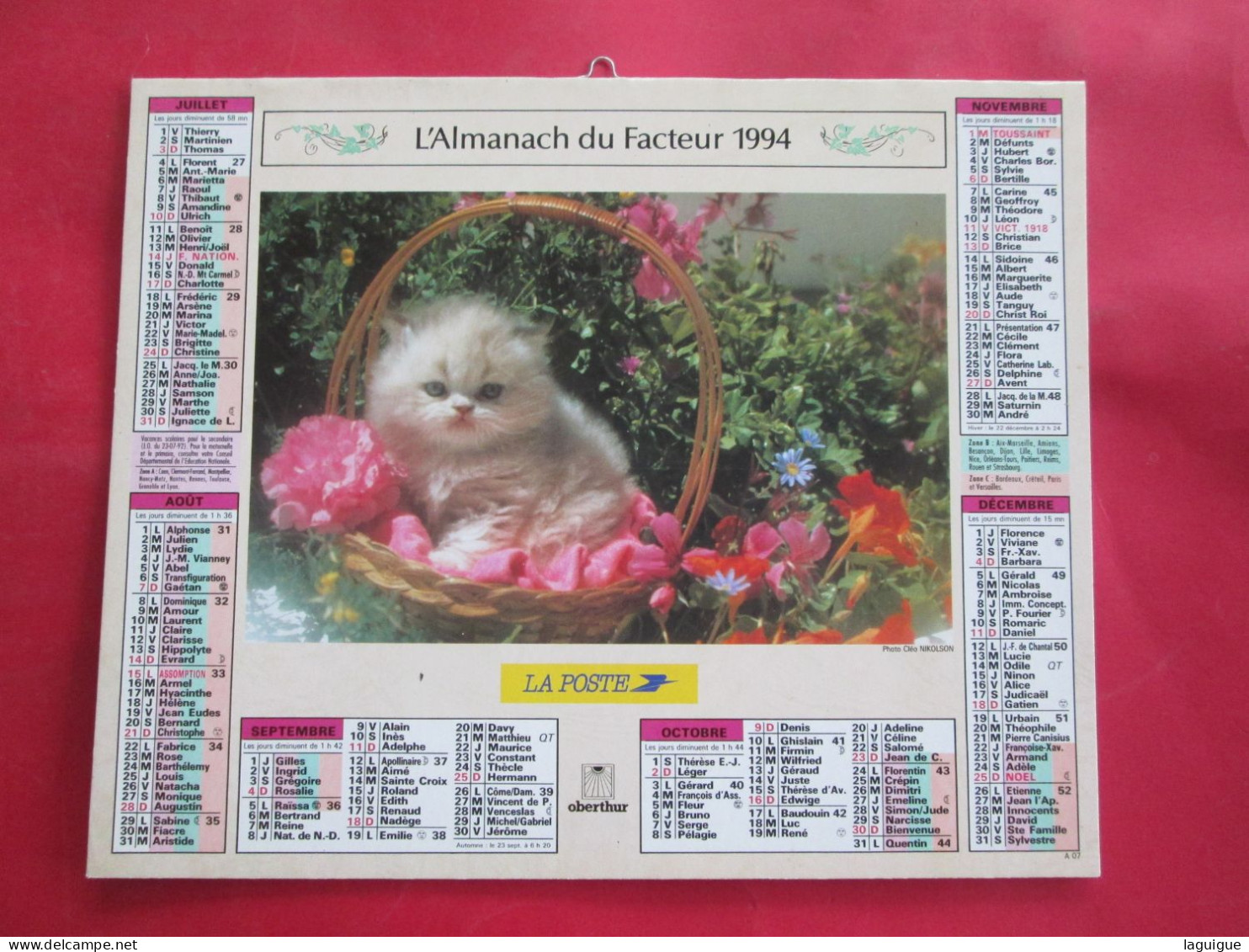 LOT DE 31 CALENDRIERS ALMANACHS de 1982 à 2016  CHIEN, CHAT, POUSSIN LAVIGNE OBERTHUR OLLER