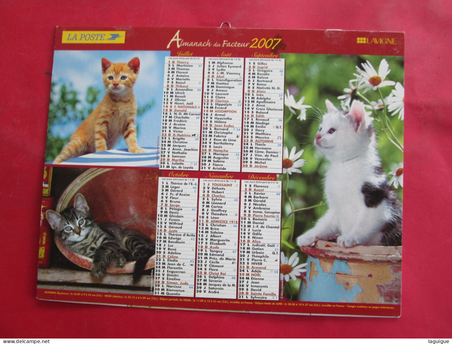 LOT DE 31 CALENDRIERS ALMANACHS de 1982 à 2016  CHIEN, CHAT, POUSSIN LAVIGNE OBERTHUR OLLER