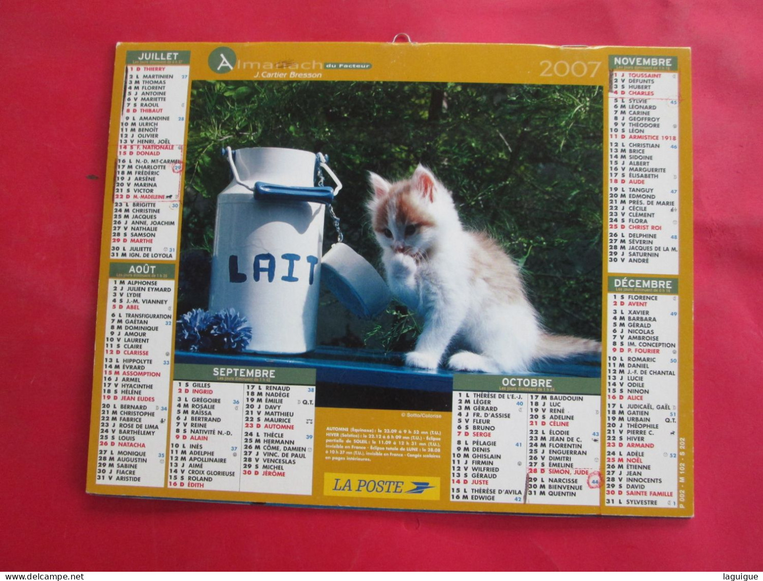 LOT DE 31 CALENDRIERS ALMANACHS de 1982 à 2016  CHIEN, CHAT, POUSSIN LAVIGNE OBERTHUR OLLER