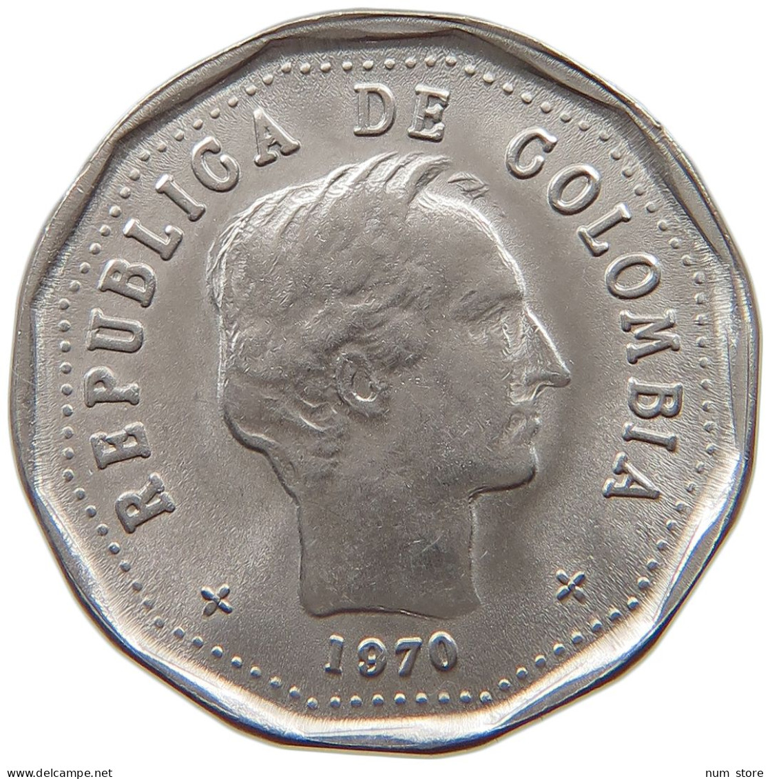 COLOMBIA 50 CENTAVOS 1970 TOP #a017 0087 - Colombia