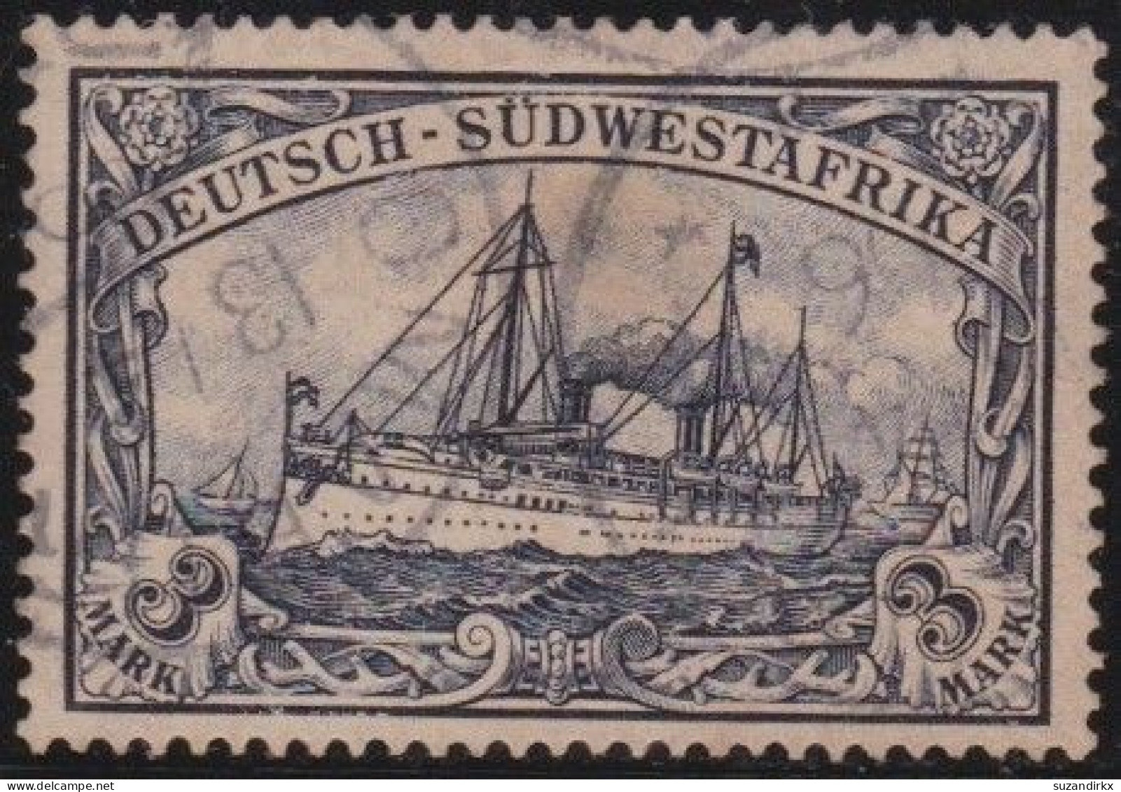 Deutsch SüdWestAfrica     -  Michel   -    23  (2 Scans)   .  Dünne Stelle      -      O    -     Gestempelt - Deutsch-Südwestafrika