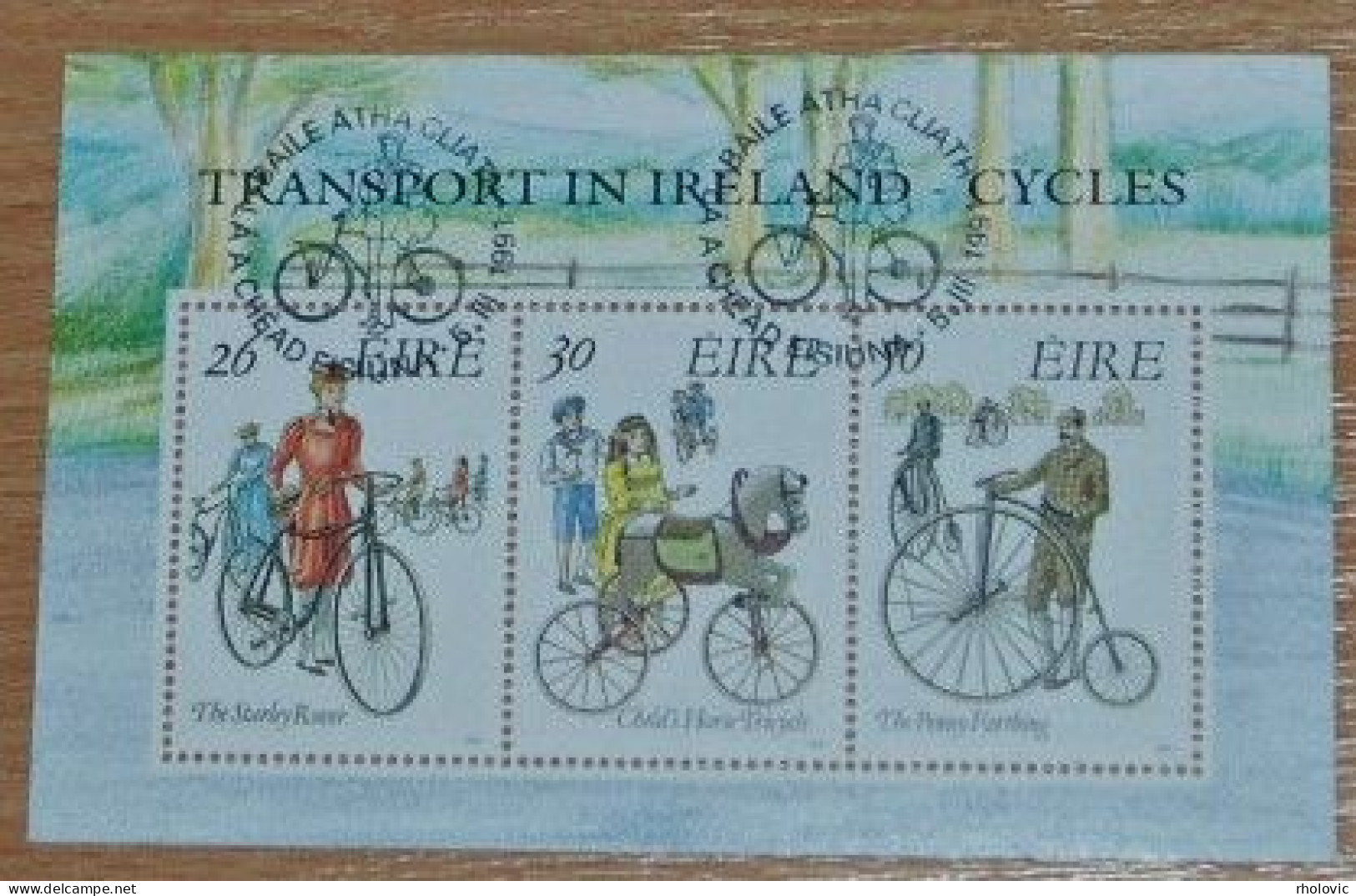 IRELAND 1991, Cycling, Transport, Mi #B8, Miniature Sheet, Used - Vélo