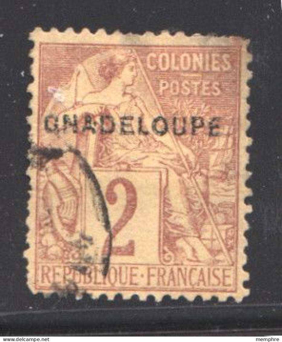 Alphée Dubois 2 Centimes Erreur GNADELOUPE Yv 15a - Gebraucht