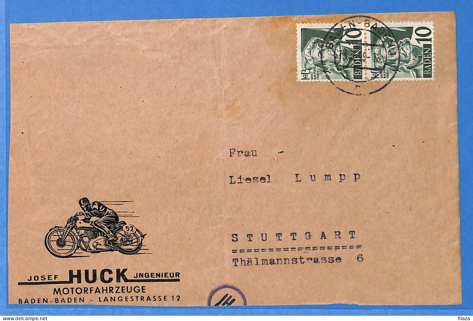 Allemagne Zone Française - 1949 - Lettre De Baden Baden - G24509 - Bade