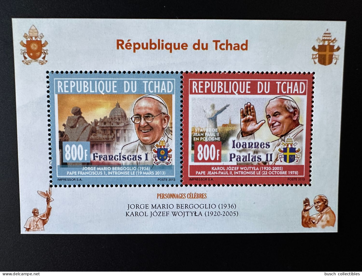 Tchad Chad Tschad 2013 / 2014 Mi. 2704 - 2705 Pape Jean-Paul II Papst Johannes Paul Pope John Paul Franciscus François - Pausen