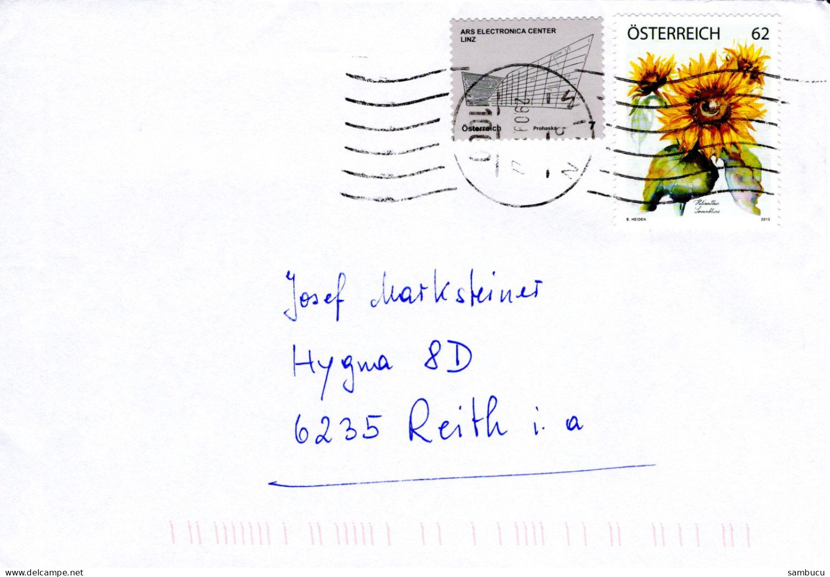 Brief Von 1000 Wien Mit 62 Sonnenblume + 6 Cent 2015 - Lettres & Documents