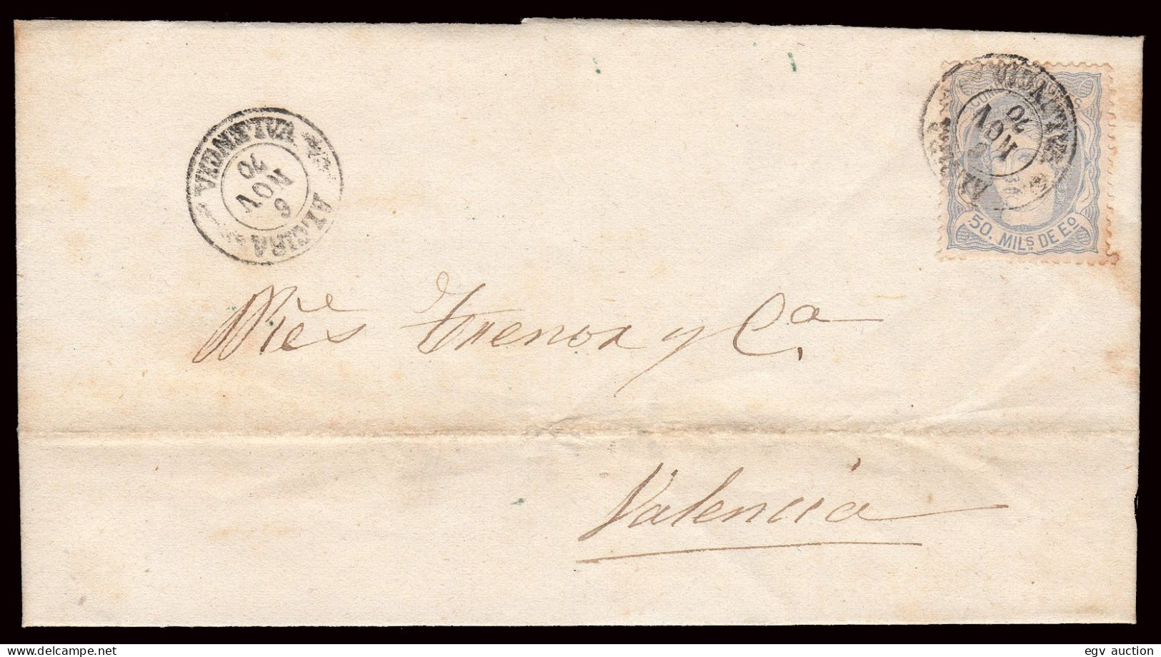 Valencia - Edi O 107 - 1870 - Carta Mat Fech. Tp. II "Alcira" - Lettres & Documents