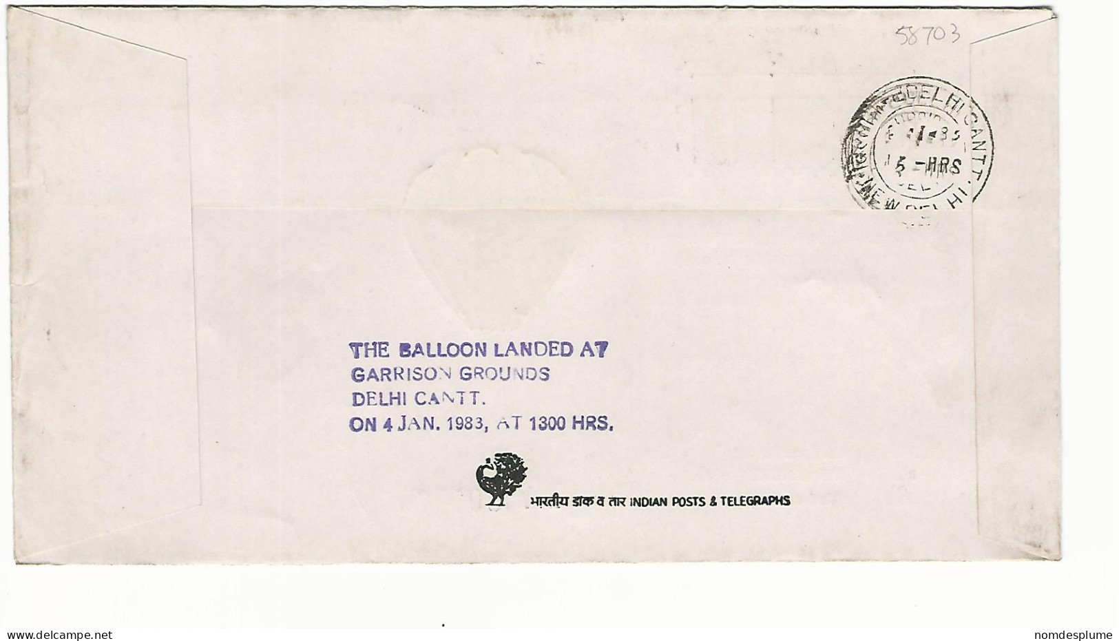 58703) India Balloon Mail Alternate Take-Off Due To Weather 1983 Postmark Cancel - Briefe U. Dokumente