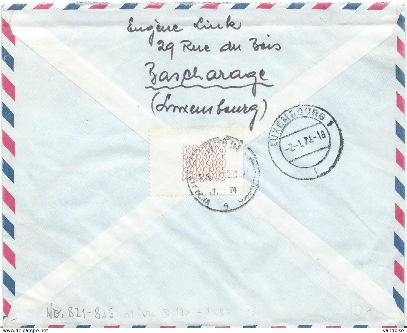 LETTRE RECOMMANDEE PAR AVION POUR ISRAËL 1974 AVEC 6 TIMBRES - Cartas & Documentos