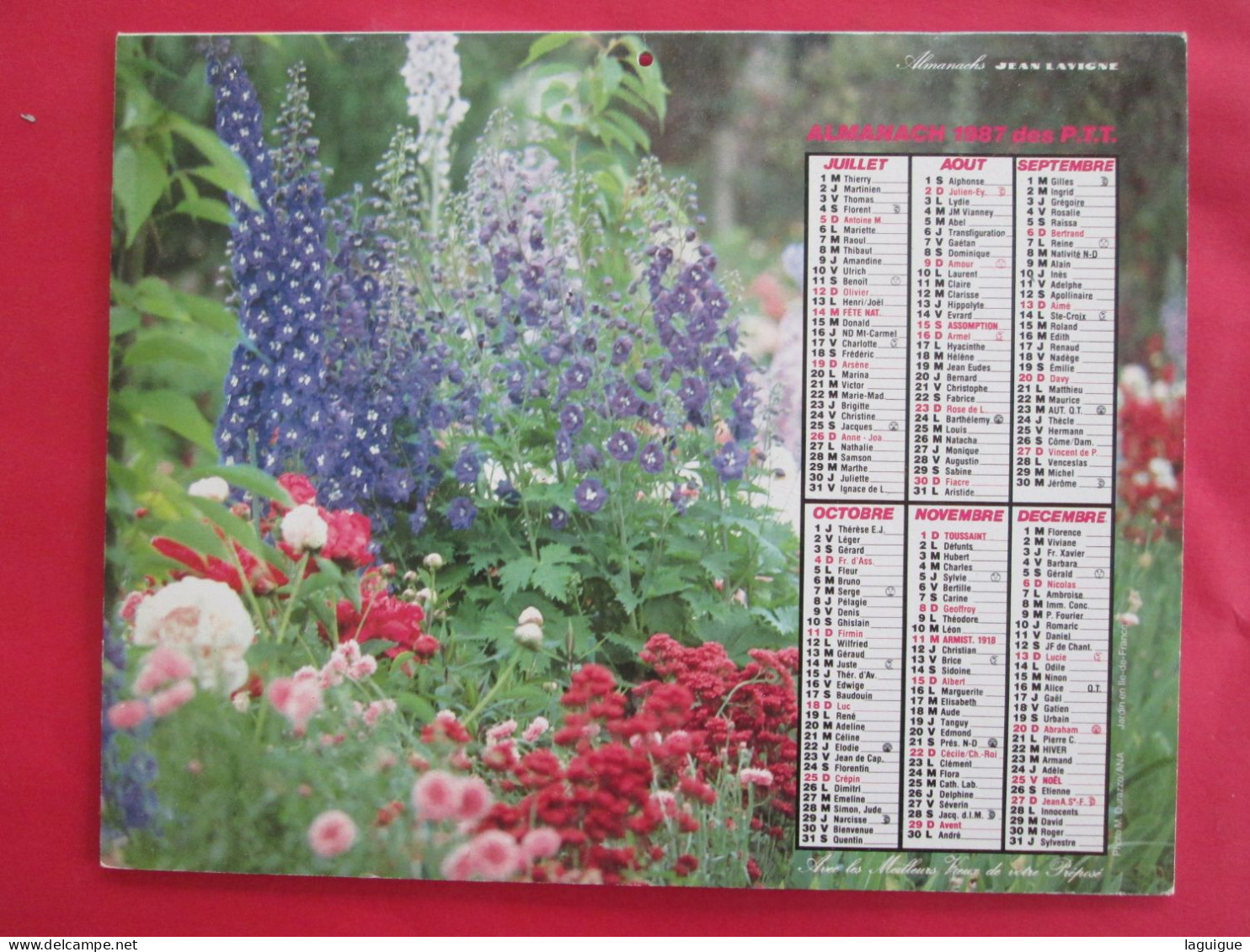 LOT DE 12 CALENDRIERS ALMANACHS De 1982 à 1994 FLEURS LAVIGNE OBERTHUR - Grand Format : 1981-90