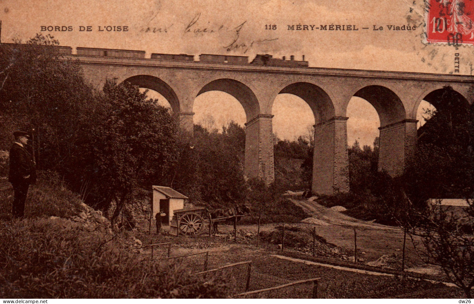 Mery-Mériel (Bords De L'Oise) Le Train Sur Le Viaduc - Collection Dette - Carte N° 115 - Mery Sur Oise