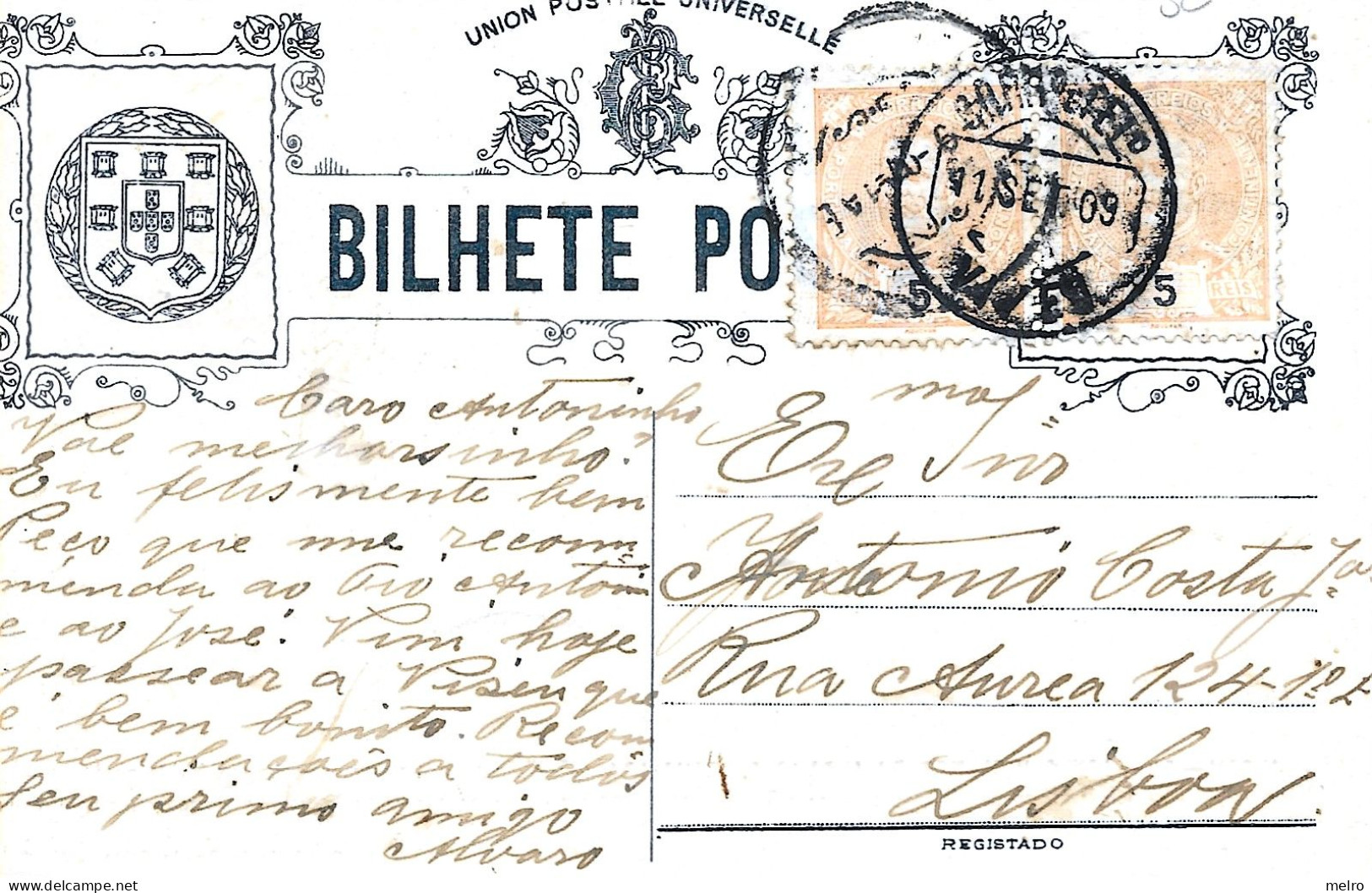 PORTUGAL VIZEU- ASILO VIZIENSE DA INFANCIA DESVALIDA - CONFEITARIA SANTA RITTA - Postal Circulado Em 1909 - Viseu