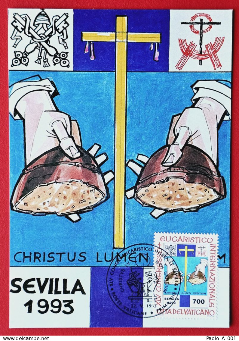 VATICANO VATIKAN VATICAN 1993 CONGRESSO EUCARISTICO SEVILLA MAXIMUM CARD - Briefe U. Dokumente