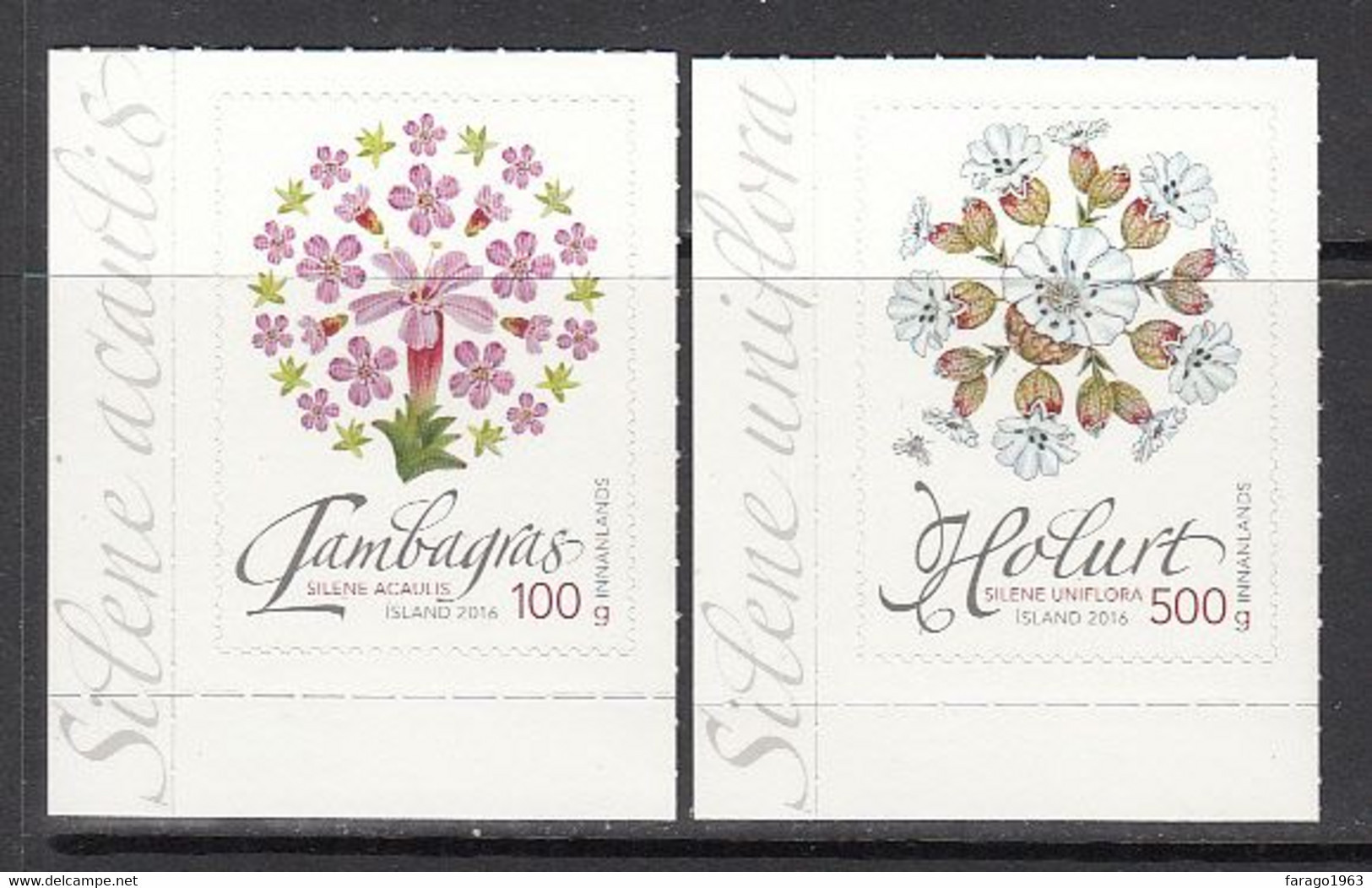 2016 Iceland Flowers Fleurs Complete Set Of 2 MNH - Nuovi