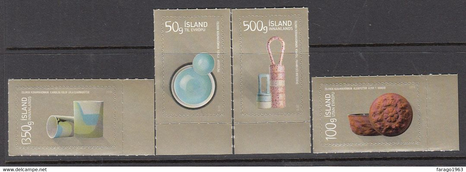 2016 Iceland Ceramic Art Pottery Complete Set Of 4 MNH - Nuovi