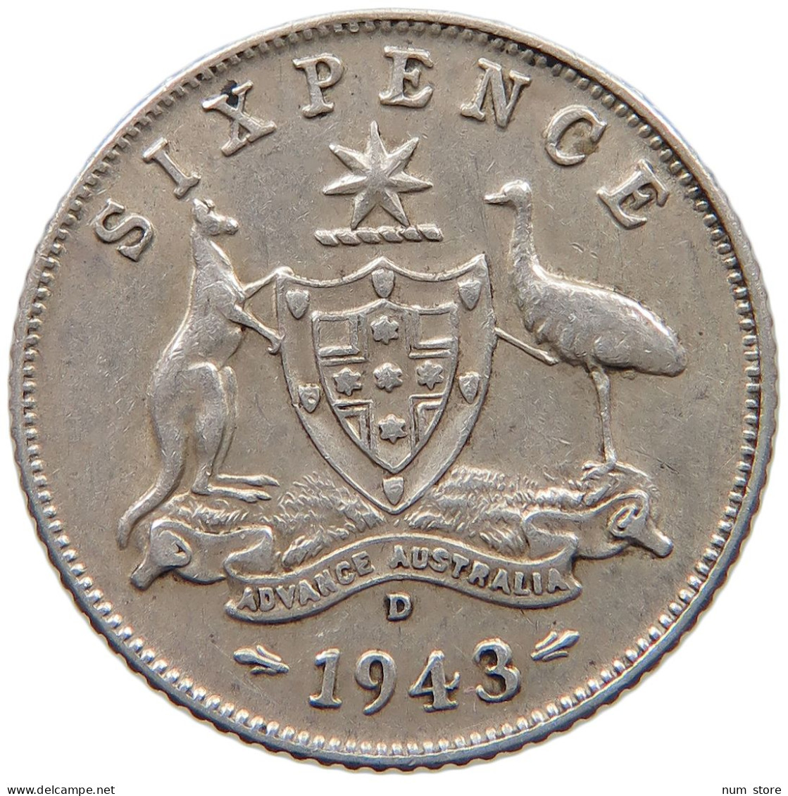 AUSTRALIA SIXPENCE 1943 D #c024 0255 - Sixpence