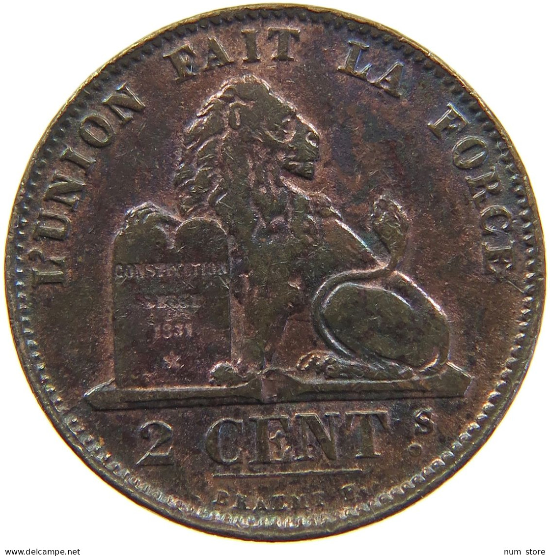 BELGIUM 2 CENTIMES 1876 #c016 0385 - 2 Cents