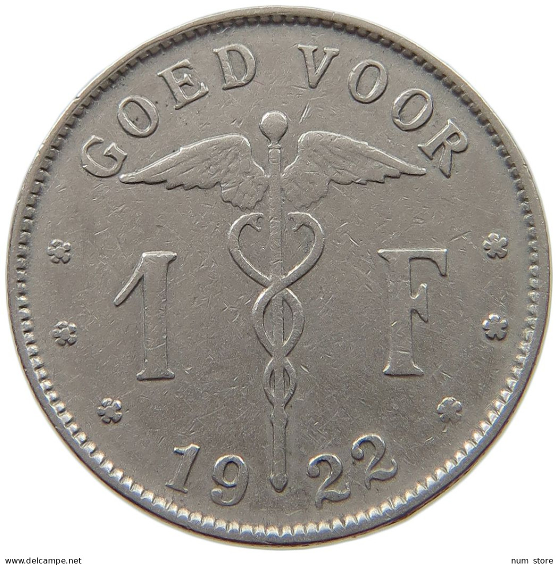 BELGIUM 1 FRANC 1922 #a017 0077 - 1 Franc